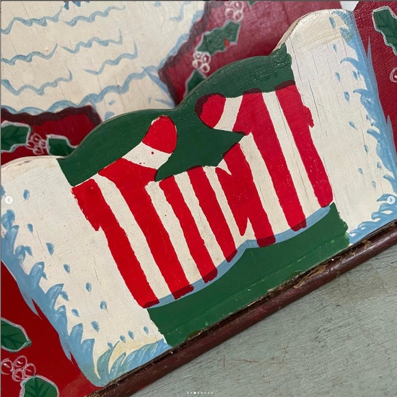 Vintage Christmas Santa Mailbox Card Holder Letter Mail Painted Box - Picture 3 of 8